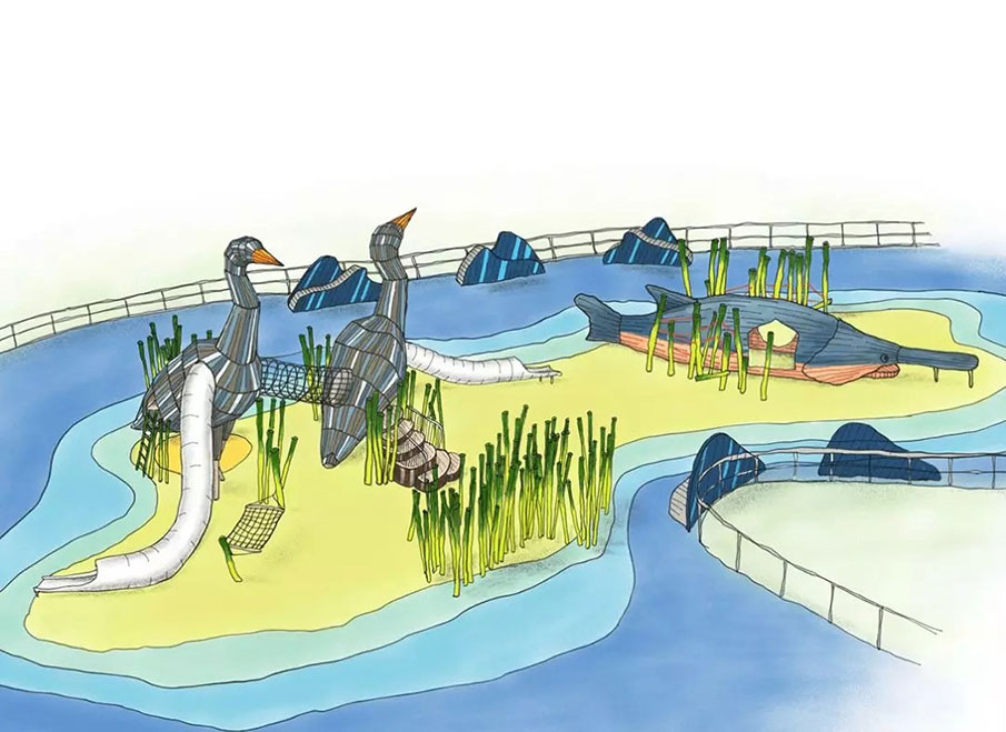 室外非標(biāo)兒童游樂設(shè)備手繪圖