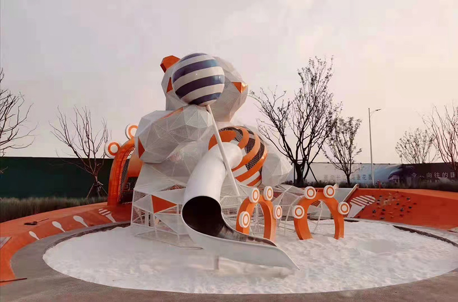 無(wú)動(dòng)力兒童游樂(lè)設(shè)備玻璃鋼熊造型組合滑梯