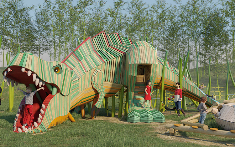 恐龍造型木質(zhì)滑梯