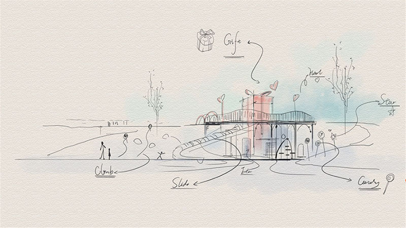 禮盒主題公園游樂設(shè)備手繪稿