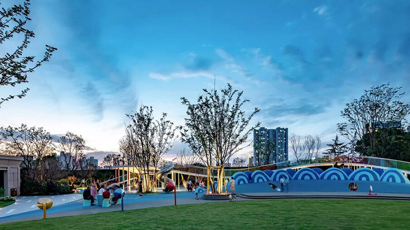 碧海藍(lán)天主題兒童樂(lè)園整體夜景圖