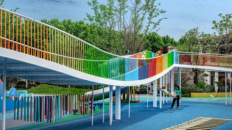 碧海藍(lán)天主題兒童樂(lè)園打擊樂(lè)器和秋千