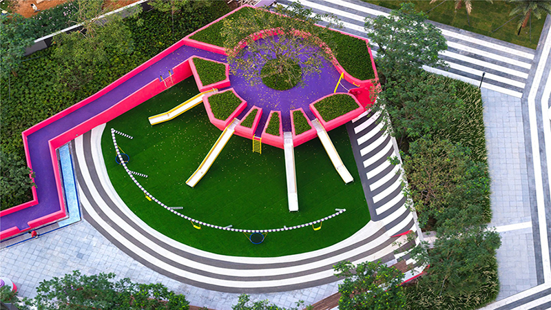 社區(qū)兒童游樂場滑梯鳥瞰圖