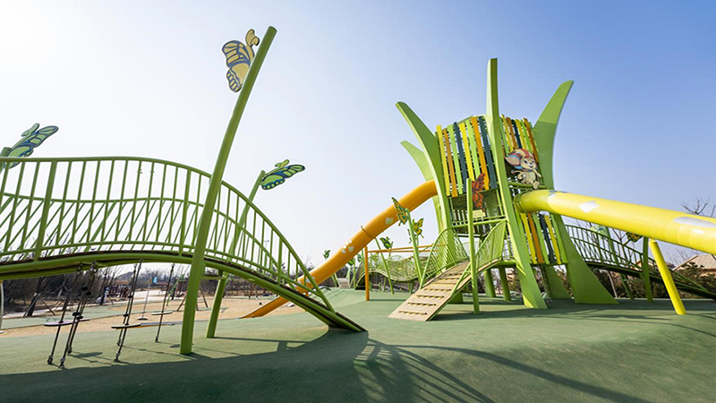 春意十足的主題兒童樂園不銹鋼滑梯