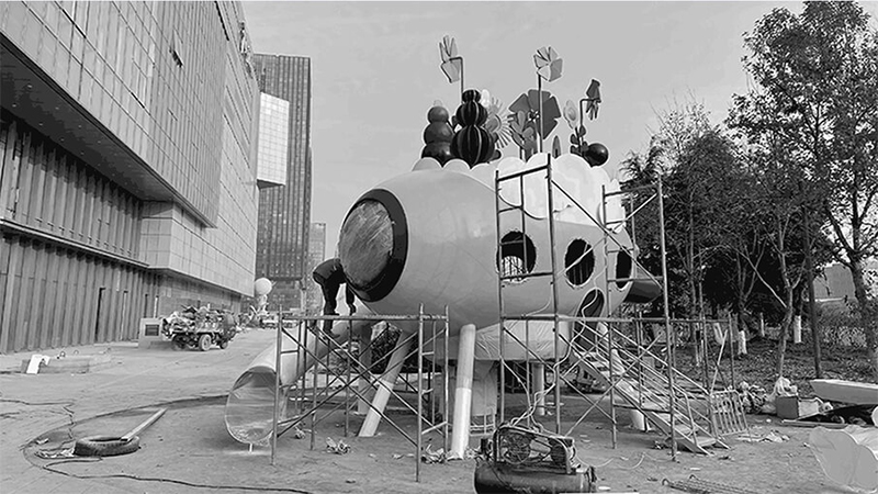 飛機模型商場兒童游樂設(shè)備施工現(xiàn)場