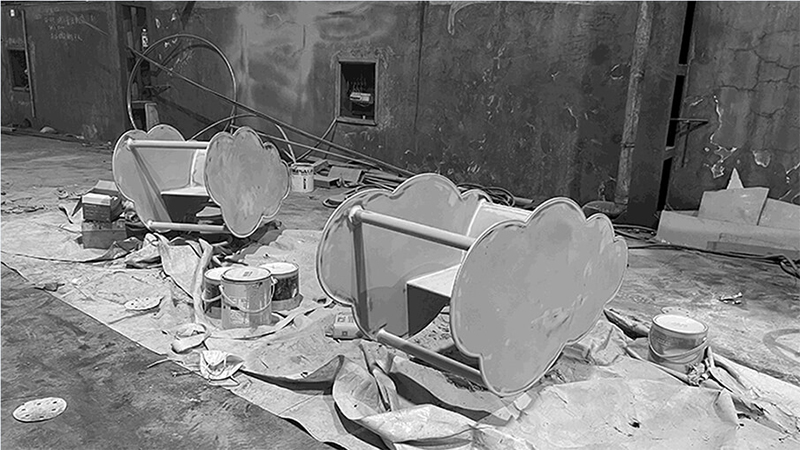 飛機模型商場兒童游樂設(shè)備施工現(xiàn)場