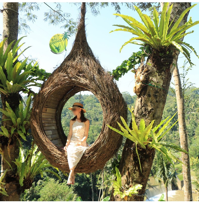 網紅鳥巢秋千場景圖