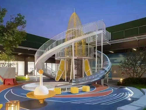 兒童公園不銹鋼飛船滑梯