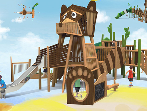 木質(zhì)動物卡通造型滑梯