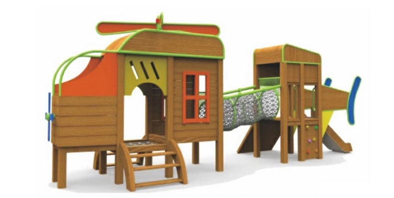 小區(qū)卡通木質(zhì)滑梯