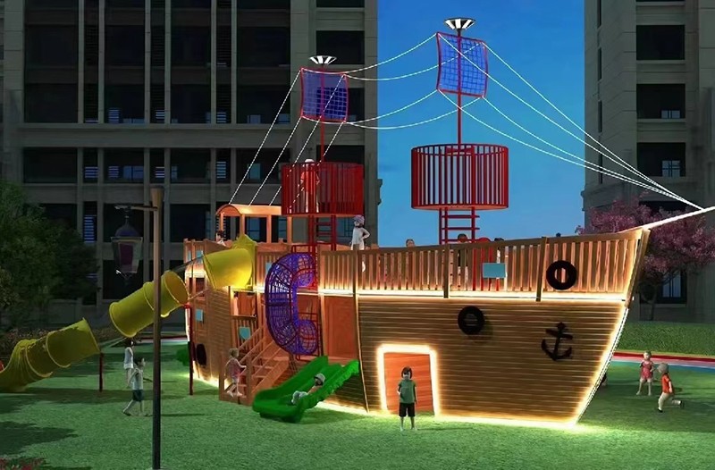 木質(zhì)海盜船游樂設(shè)備效果圖