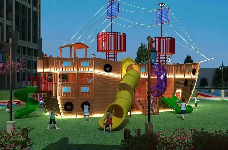 木質(zhì)海盜船游樂設(shè)備實(shí)拍