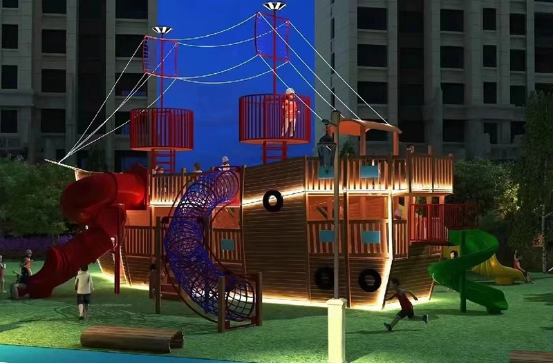 木質(zhì)海盜船游樂設(shè)備亮化效果