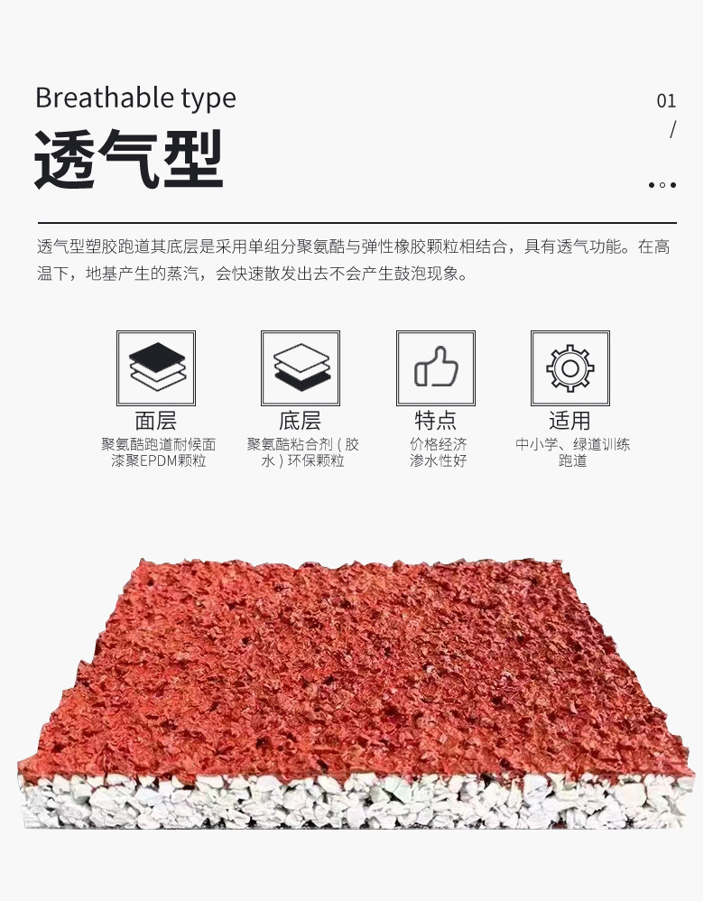 透氣型EPDM學(xué)校塑膠跑道