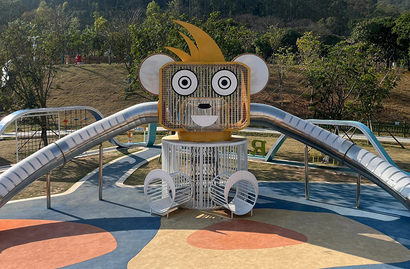 小猴造型小區(qū)不銹鋼組合滑梯