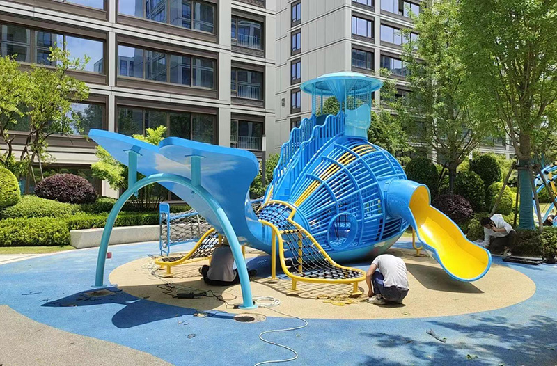 鯨魚造型小區(qū)不銹鋼組合滑梯