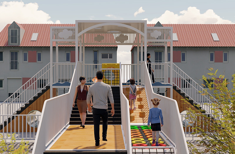 幼兒園廊架組合滑梯效果圖