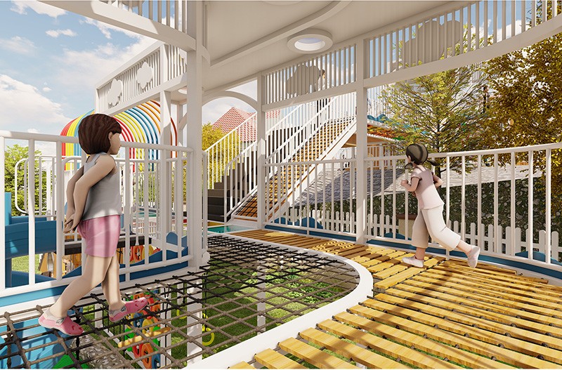 幼兒園廊架組合滑梯