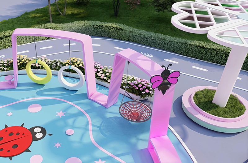 小區(qū)新型游樂器材側(cè)面圖